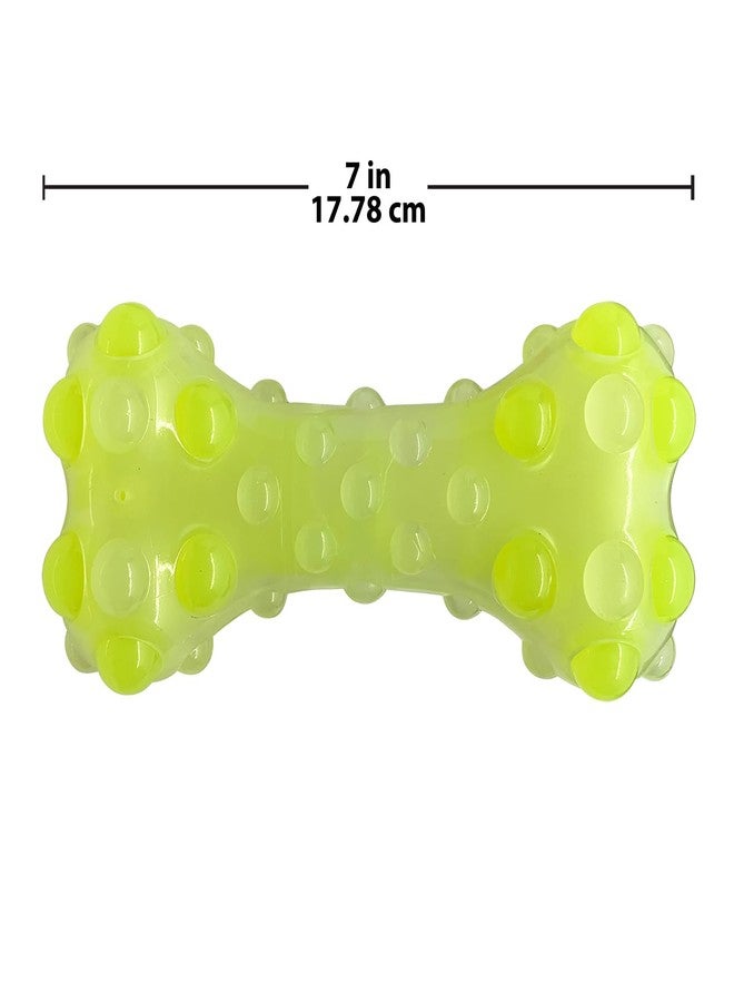 Nerf Dog 7in TPR Squeak Glow Bubble Bone Dog Toy -No Color/Green - Image 2